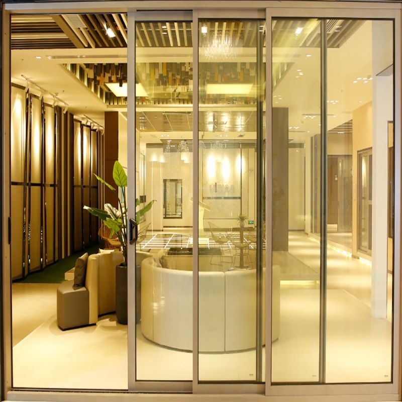 Frameless Commerical Double Screen Glass 16 18 40 Sliding Door