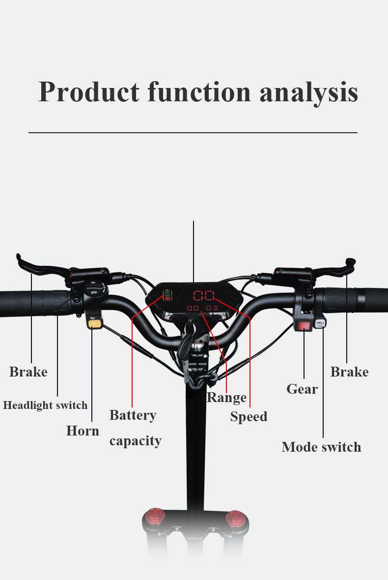 Black Adult Electric Scooter with Smart Screen Offroad Outdoor Scooters