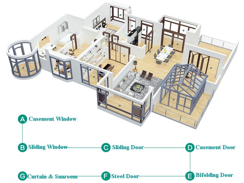 Aluminium Glass Doors and Windows Used Sliding Glass Doors