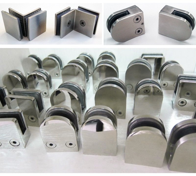 Stainless Steel Frameless Glass Patch Fittings Double Side Glass Clamp