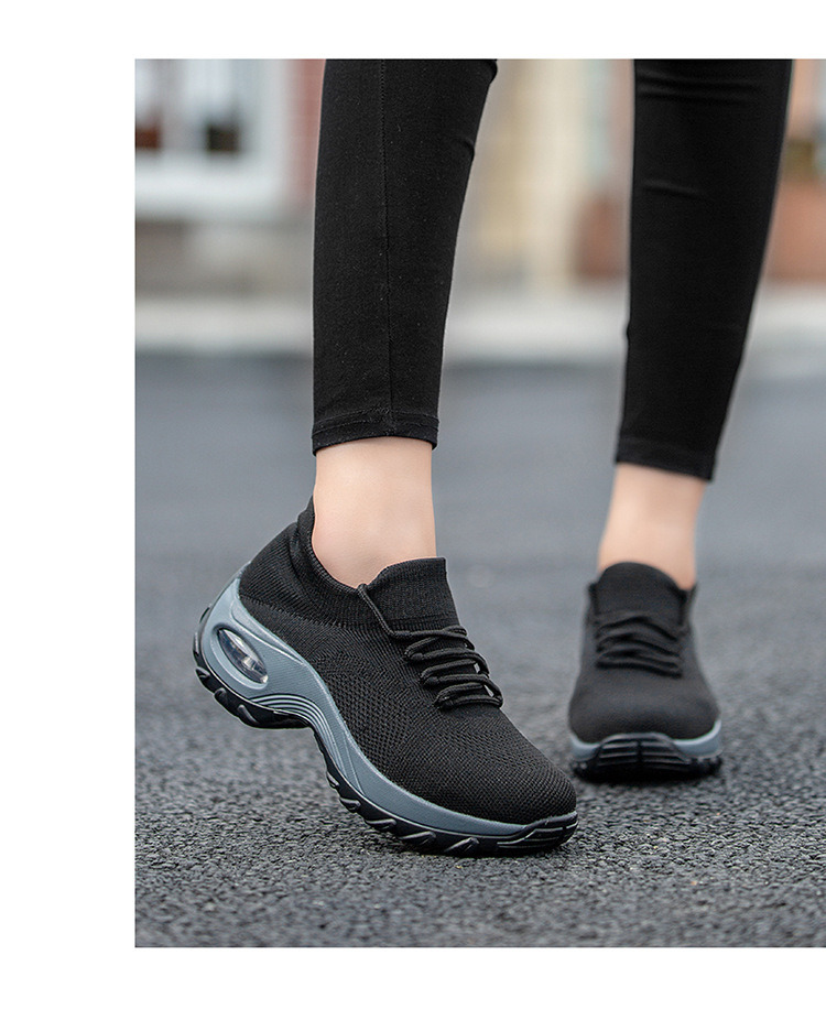 Women Jogging Casual Platform Walking Mesh Shake Flyknit Wedges Shoes