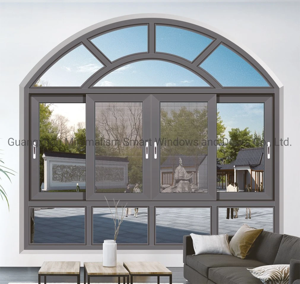 Arch Shpe Aluminium Sliding Window with Fly Screen/Window Screen