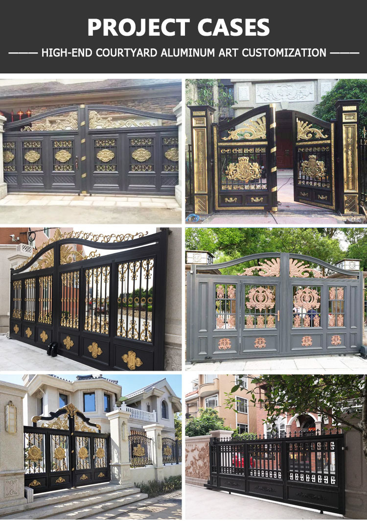 Simple Aluminum Fold Door Fence Wrought Iron Gate for Courtyard