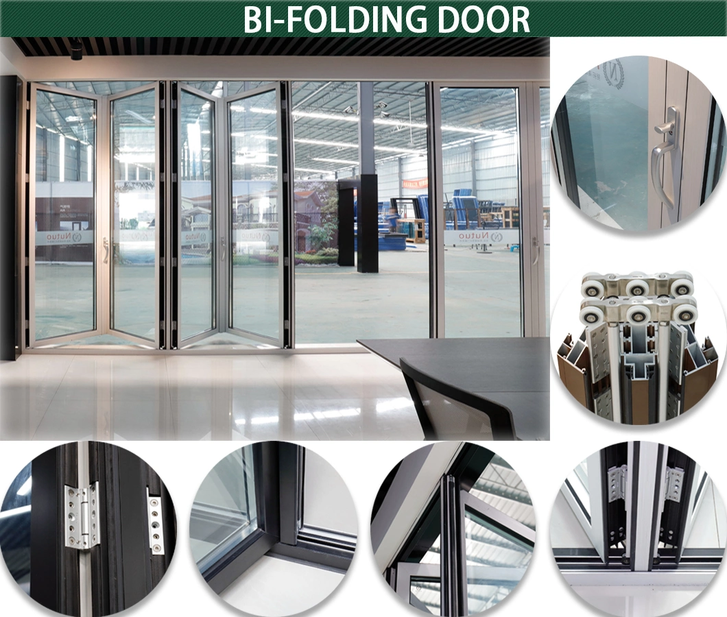 Foshan Manufacturer Sound Proof Double Glazing Aluminum Bifolding Door with Insect Screen