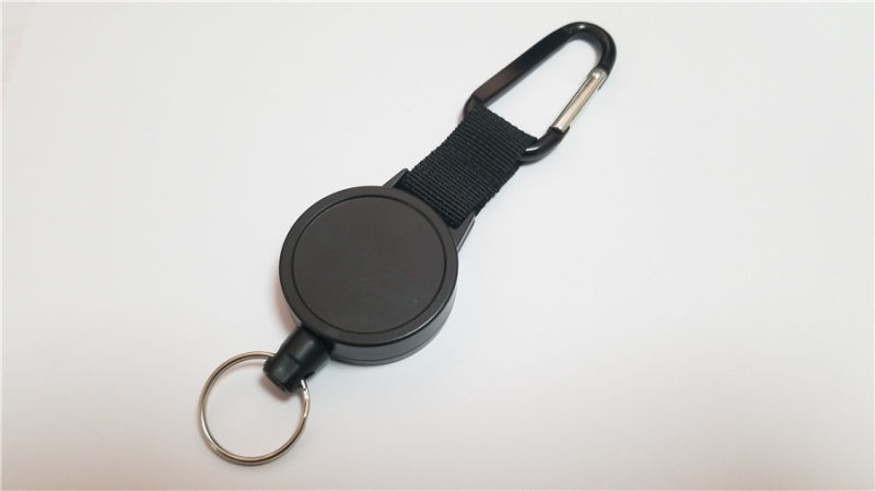 Heavy Duty Retractable ID Badge Key Reel Keyring with Carabiner