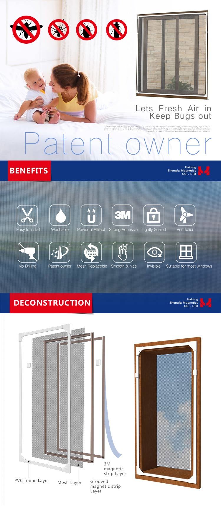 DIY Magnetic Fly Screen/Magnetic Screen Window/ Door