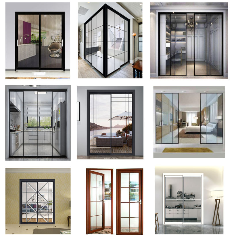 Alumium Sliding Door 2 Glass Doors with Decoration for Apartment