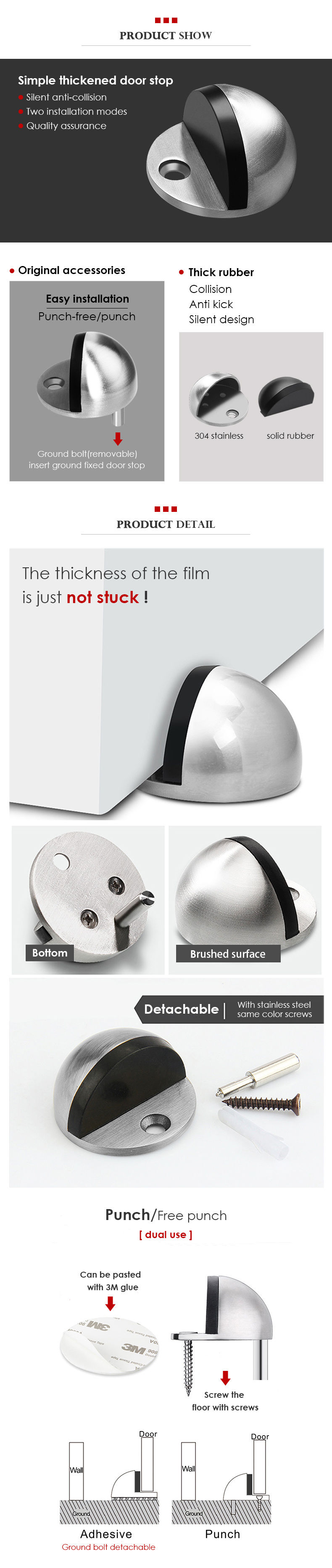 Stainless Steel Magnetic Sliding Door Stopper/Stainless Steel Door Stop