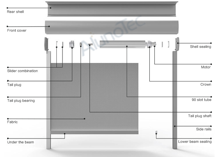 Garden Customized Automatic Outdoor Zipper Roller Shade Parts