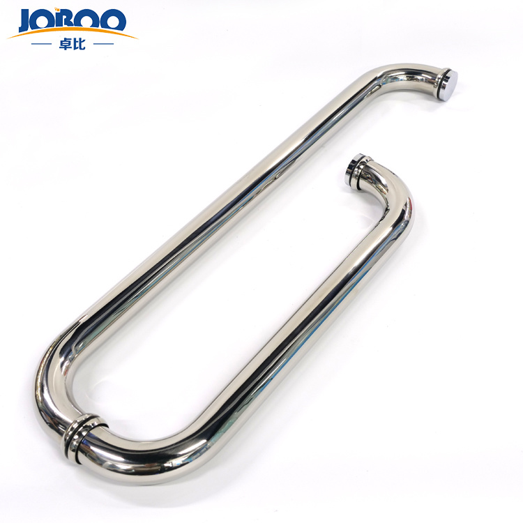 China Best Selling Brass Chrome Finished Round Tubular Shower Screen Glass Pull Door Handles Manufacturer