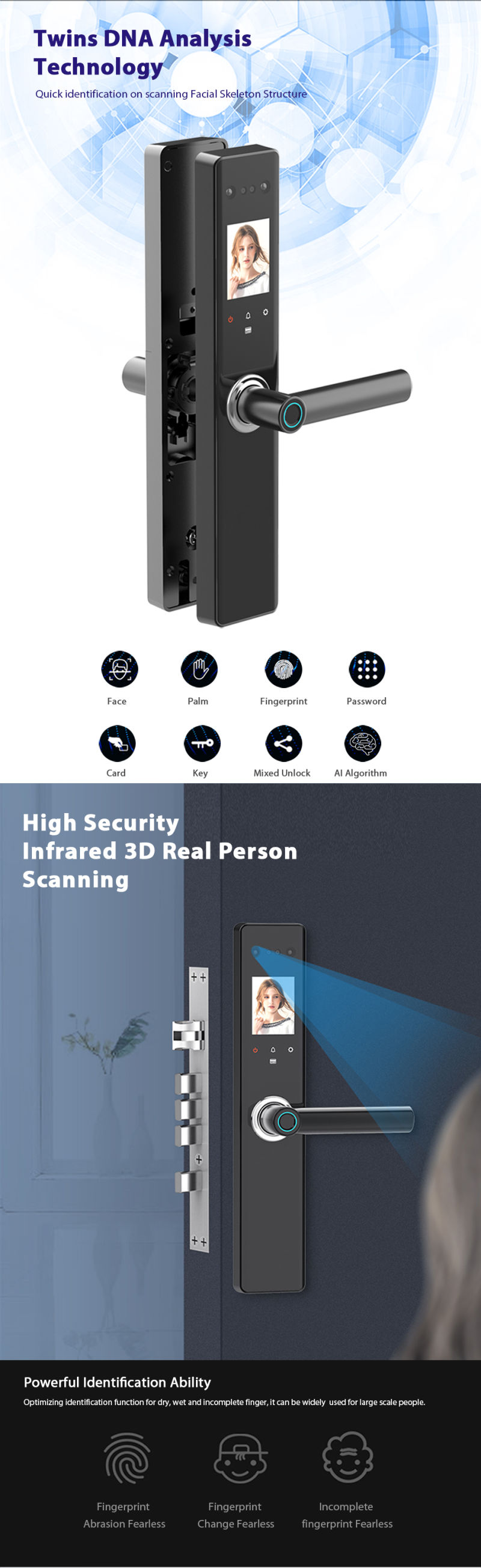Hidden Key Hole Biometric Face Recognition Smart Door Lock