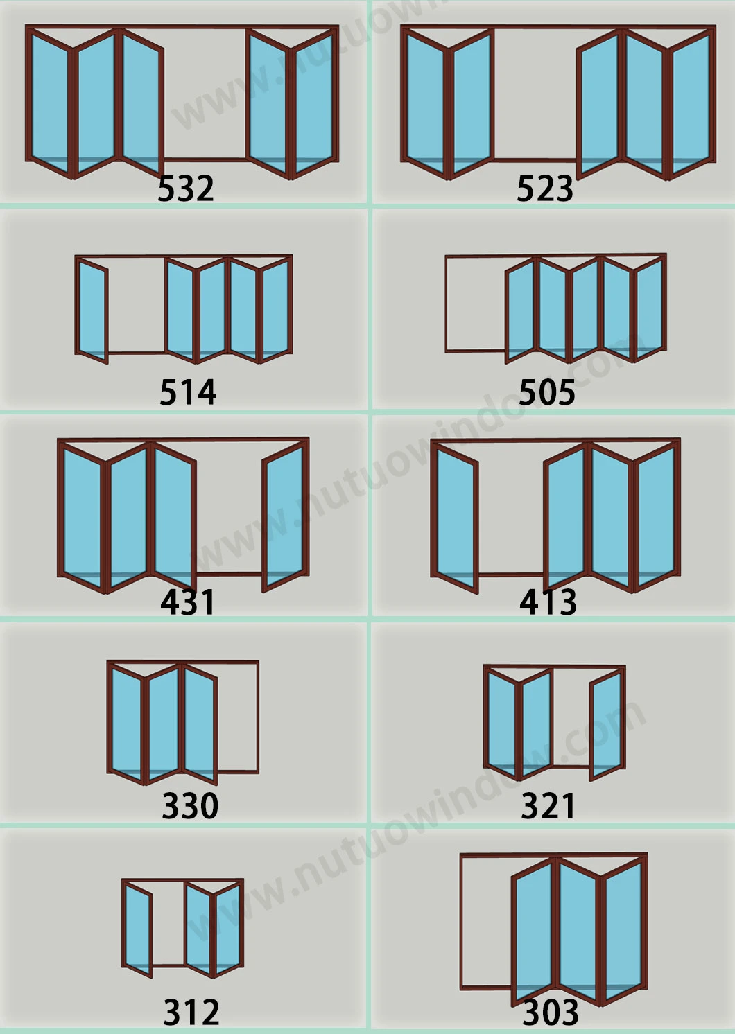 Foshan Factory Grill Design Double Glazing Aluminum Bifolding Door with Insect Screen