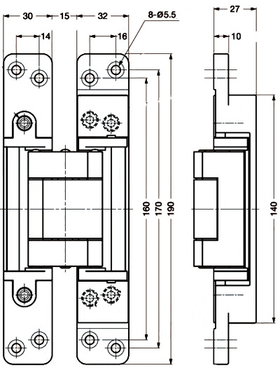 3D Zamac Invisible Hidden Concealed Door Hinge