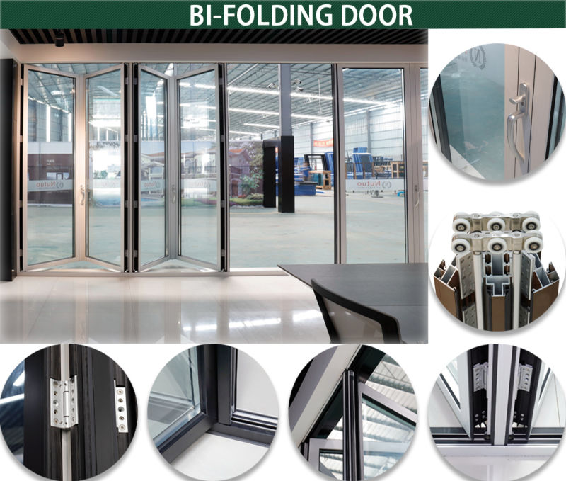 Foshan Manufacturer Anti-Thief PVDF Aluminum Bi-Folding Door with Mosquito Net