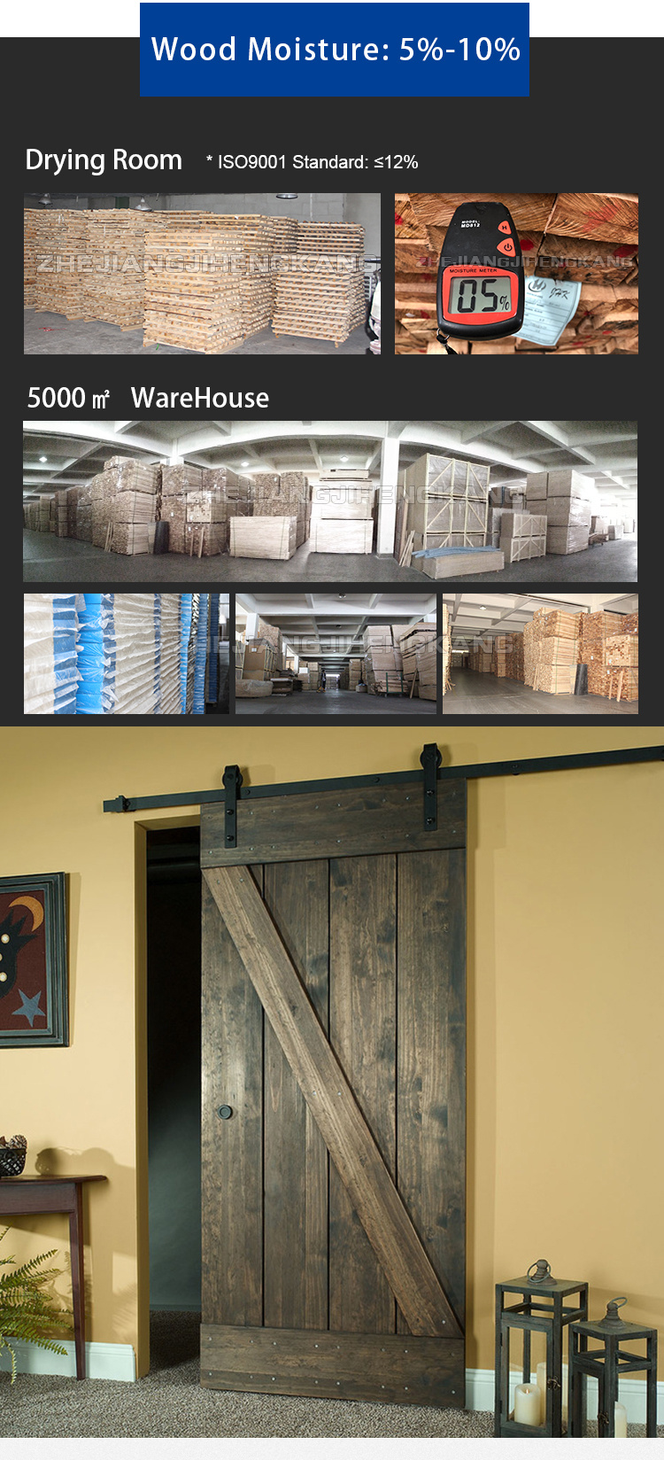 Hardware Double Track Rails and Rollers Barn Door