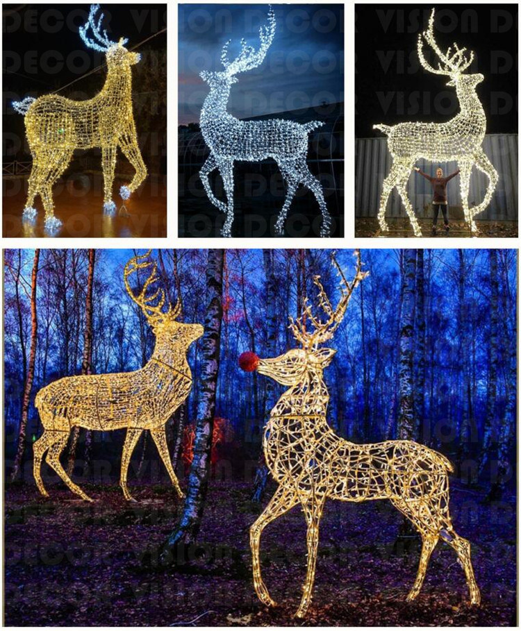 Outdoor 3D Large Reindeer Animals Lights for Christmas Commercial Display