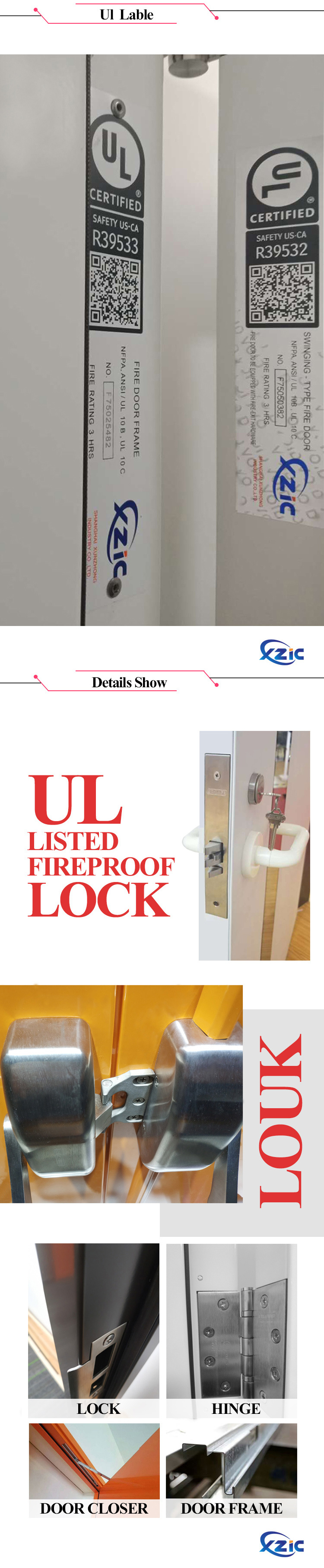 Steel Marine Fireproof Metal Door with UL Door Closer