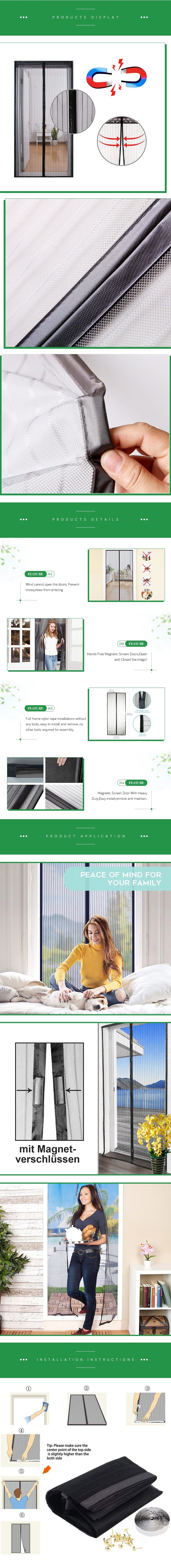 Anti-Dust Magnetic Door Screen, Automatic Open and Close Curtain with Magnetic Strip