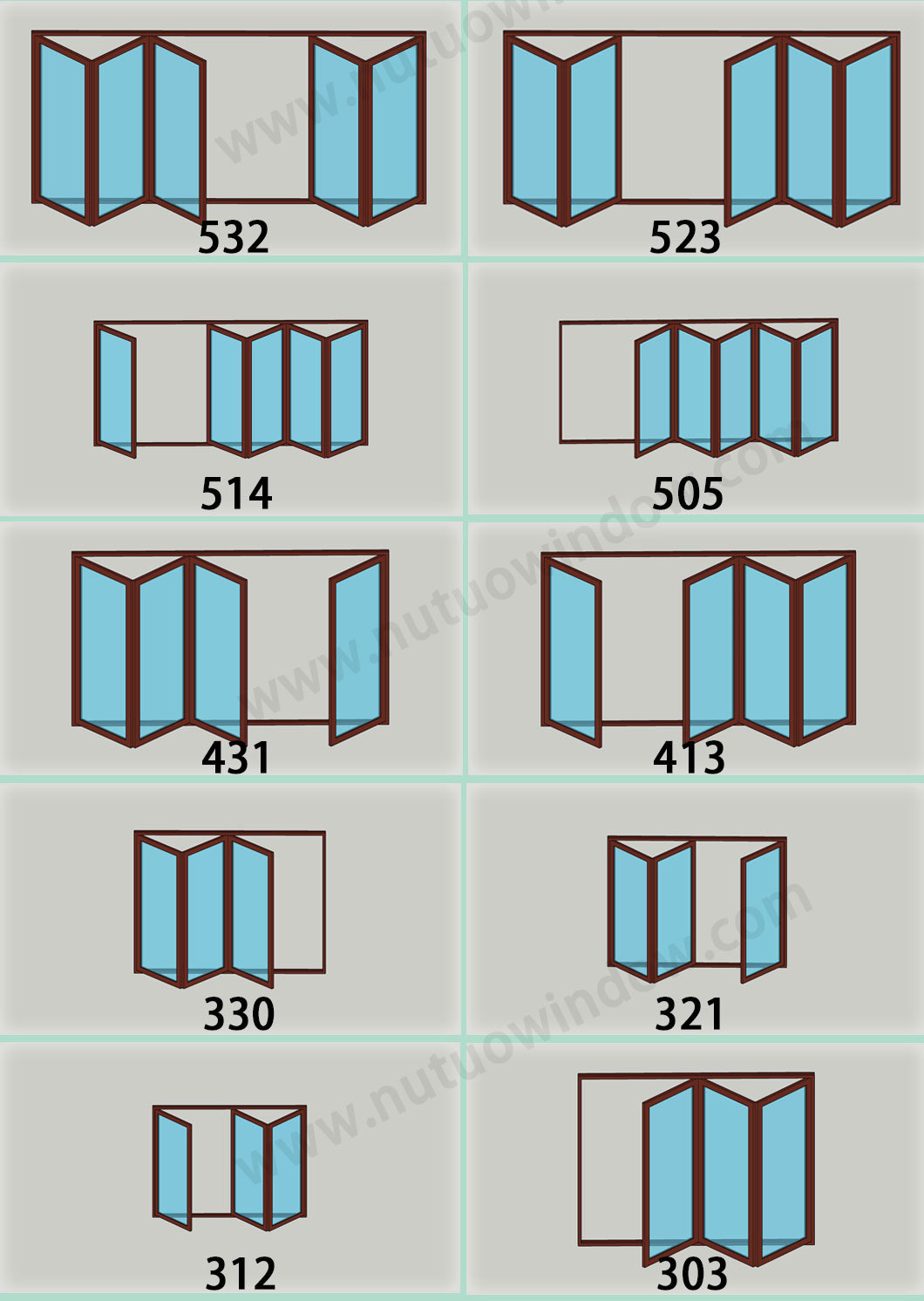 Foshan Factory Thermal Break Double Glazing Aluminum Bifolding Door with Insect Screen