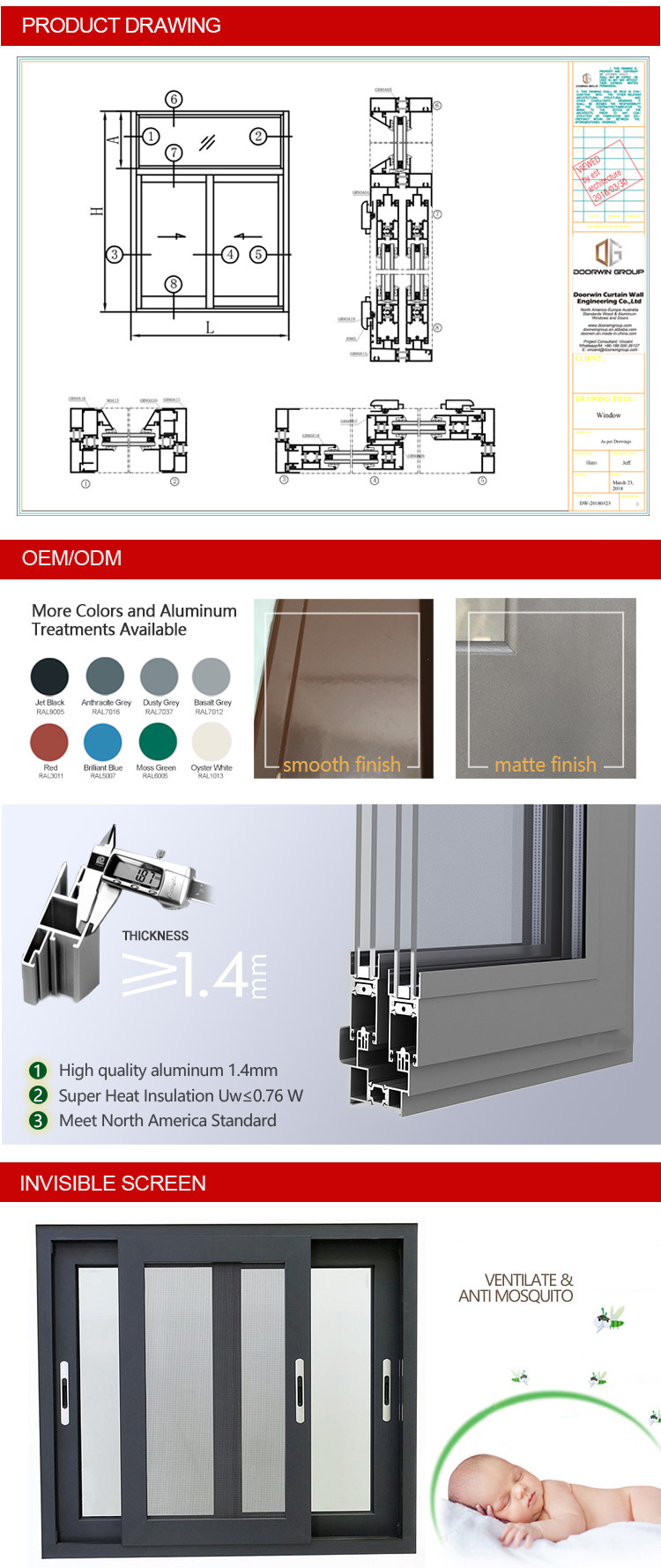 Sliding Windows (Fabricated House) , American Style Sliding Window with Mosquito Nets