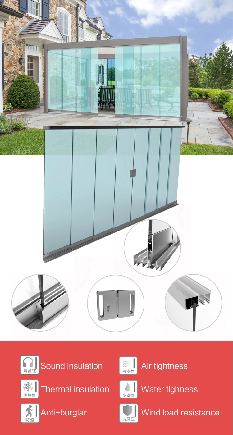 Exterior Commercial Aluminum Frameless Glass Stacking Doors