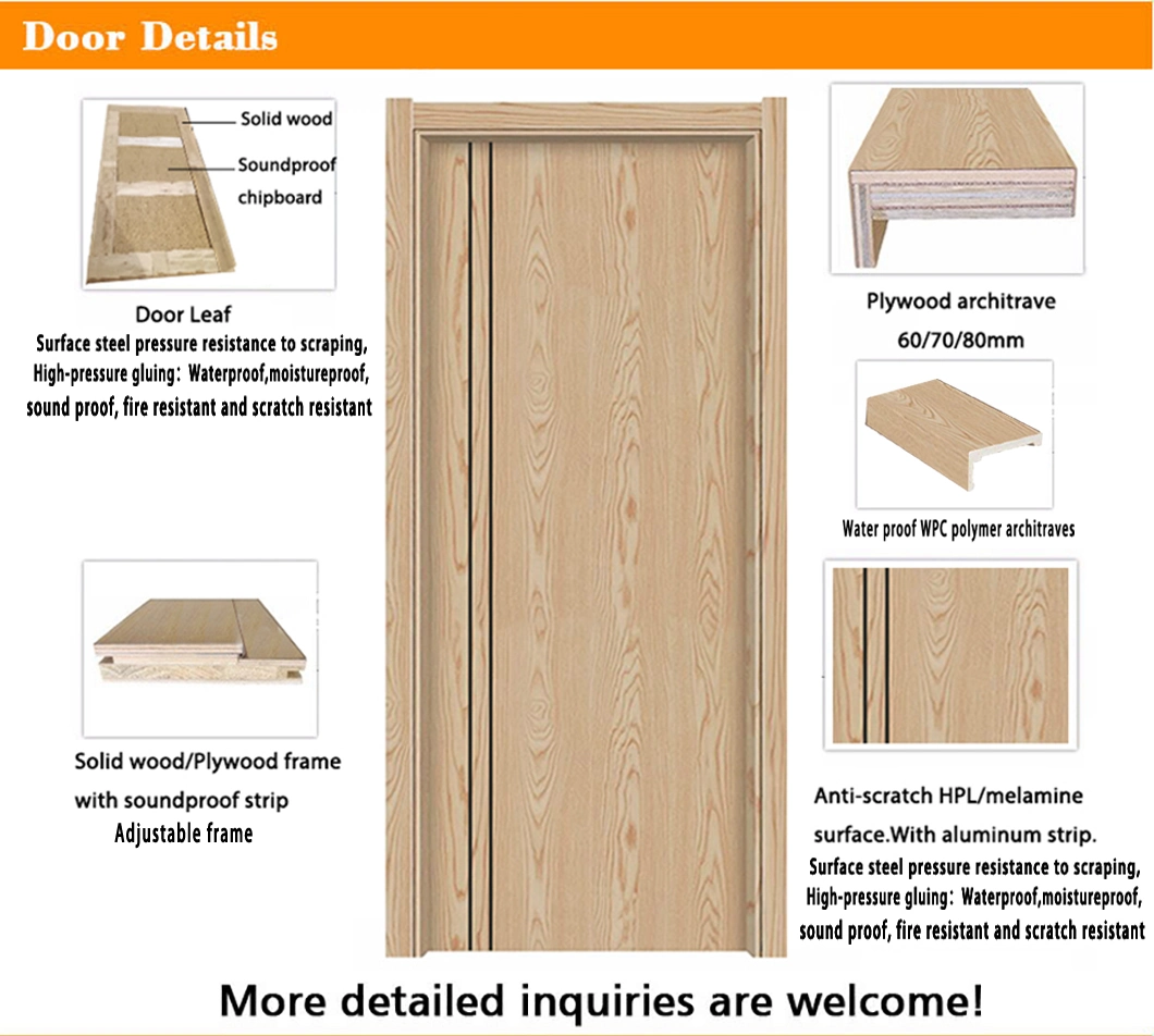 Waterproof Interior Single Door Leaf Melamine Door Skin Laminate Single Swing