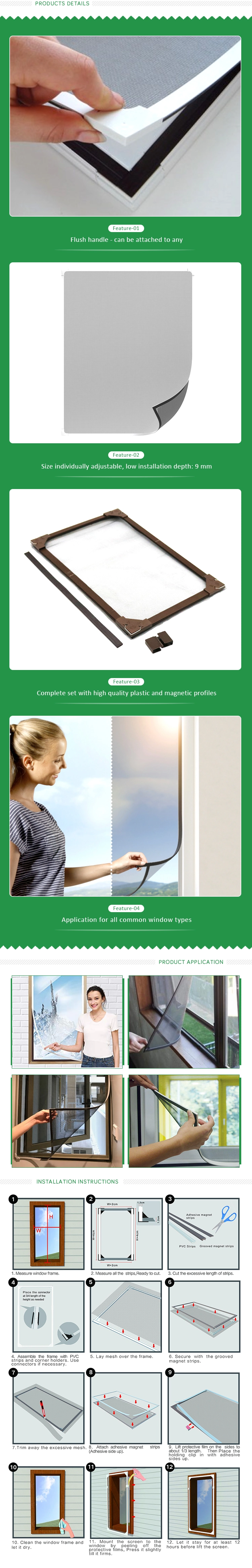 Anti Mosquito Net Screens Protector Fly Inset Magnetic Window and Door Screen Mesh Hands Free Magnetic Screen Window