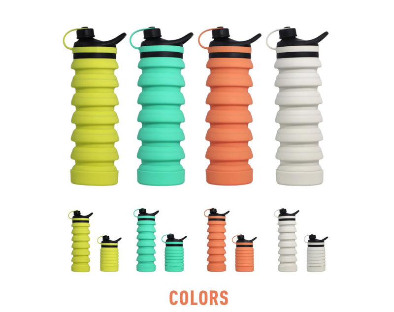 Foldable Reusable Drinking Travel Fashion Collapsible Silicone Foldable Water Bottle