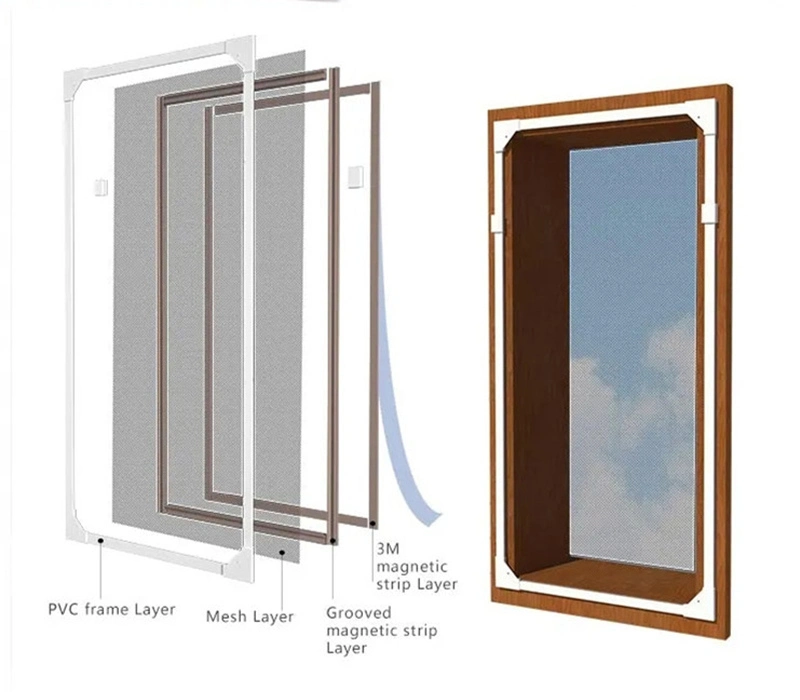 New Mosquito Preventing Fiberglass Window Screen Insect Nets Best Magnetic Door Made in China