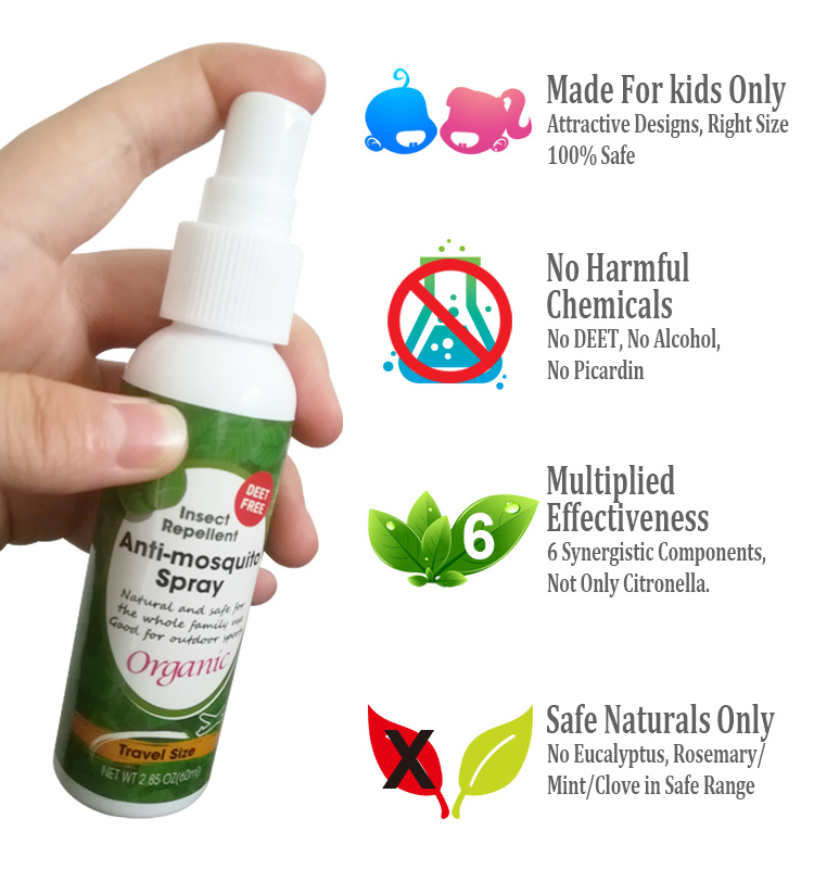 Natural and Safe Alcohol-Free Deet-Free Anti-Mosquito Spray Mosquito Repellent Spray