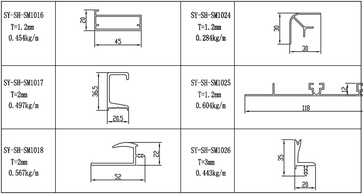 Decorative Wood Grain Aluminum Profile for Closet Wardrobe Door