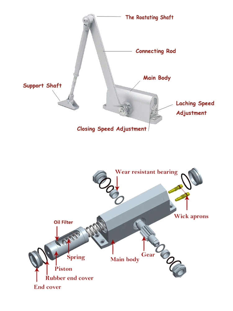 Aluminum Alloy Wooden Door Opener Hidden Door Closer