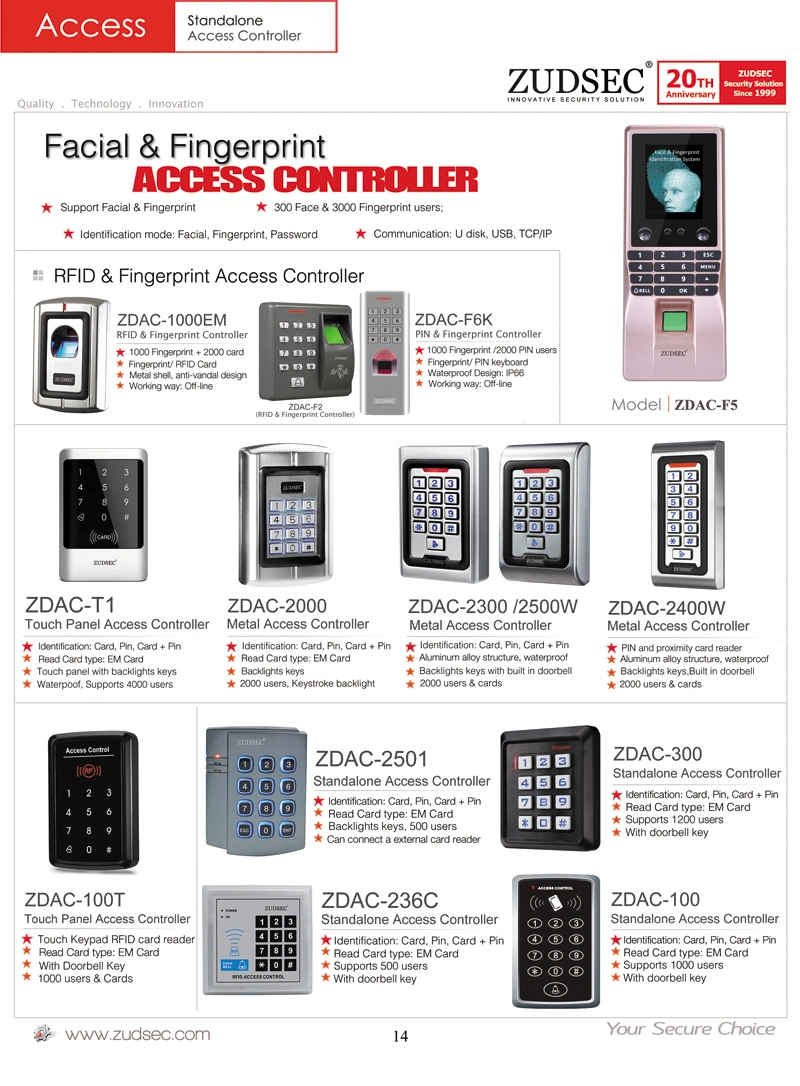 Touch Screen Single Door Access Control Systems Keypad Two LED Color RFID Access Controller