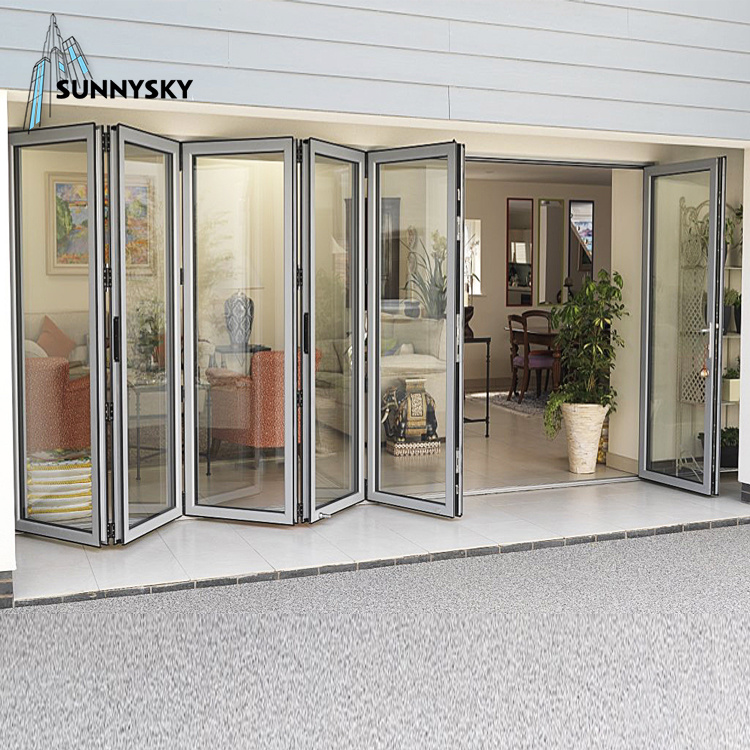 High Quality Adjust Aluminum Accordion Retractable Folding Doors with Glass