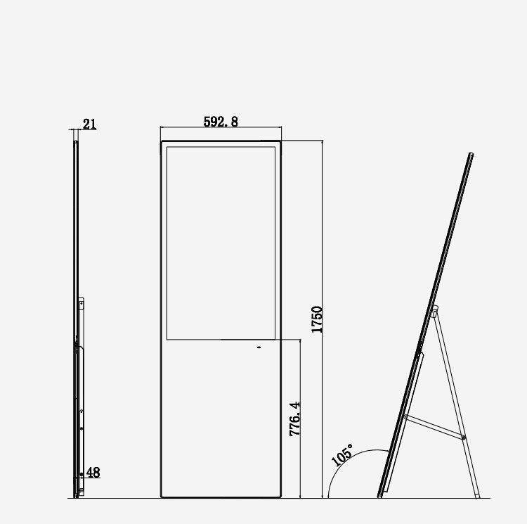 49 Inch Floor Standing Portable LCD Vertical Digital Advertising Display LED Screen