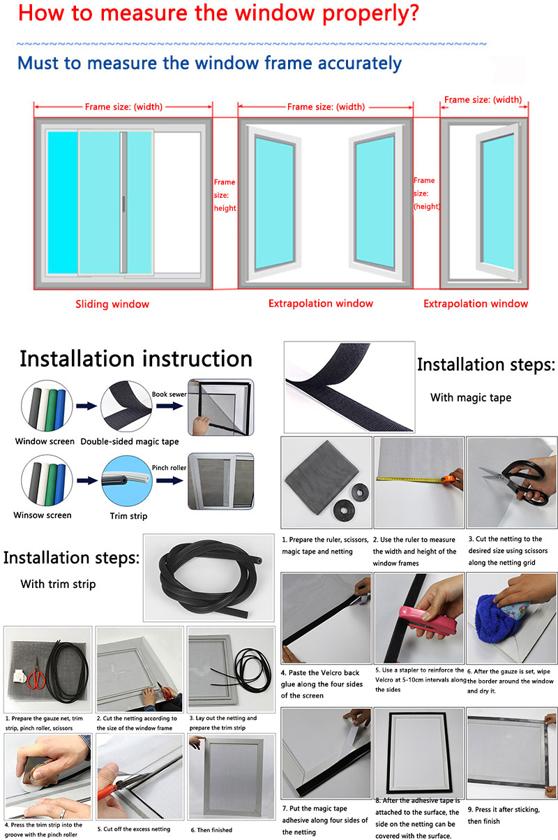 Pleated Insect Screening Mosquito Nets Fly Netting Mesh Window Screen