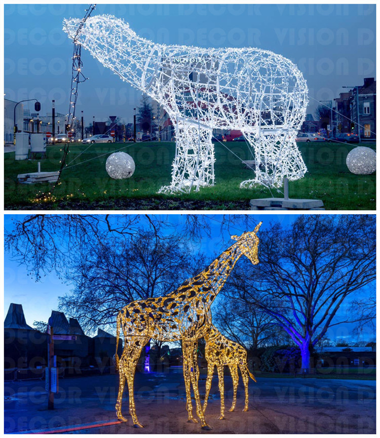 Outdoor 3D Large Reindeer Animals Lights for Christmas Commercial Display