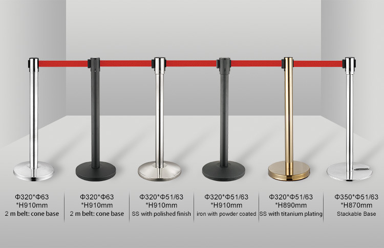 2m/3m Line Stand Construction Stainless Steel Stanchion Crowd Control Retractable Belt Queue Barrier