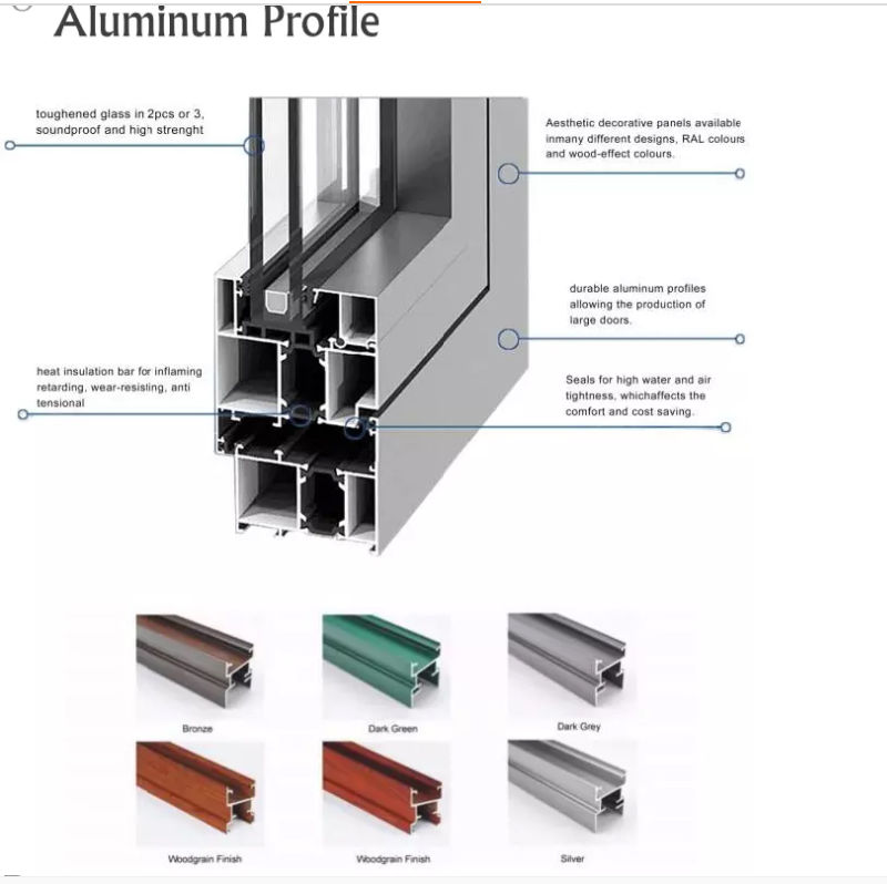 Powder Coat Aluminum Casting Glass Wood Bi Folding Sliding Door