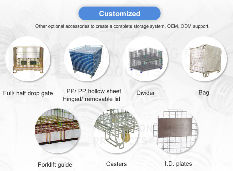 Steel Collapsible Wire Mesh Cage/Storage Container for Pallet Rack