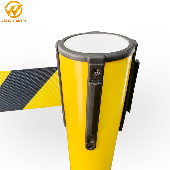 Customized Powder Coated Crowd Control Retractable Belt Barrier Stainless Steel Stanchion