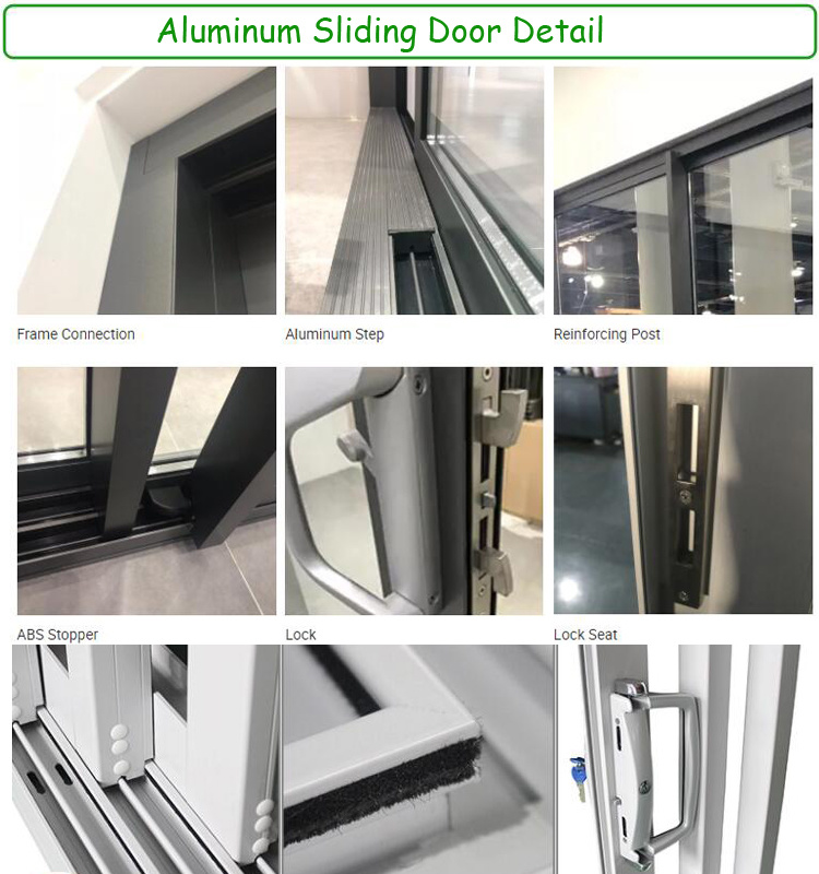 4 Panels Sliding Doors, Double Glazed Sliding Doors Aluminium Frame