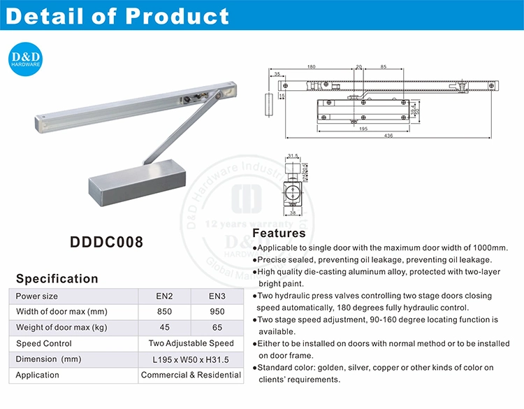 Hidden Wooden Door Closer for Wooden Door