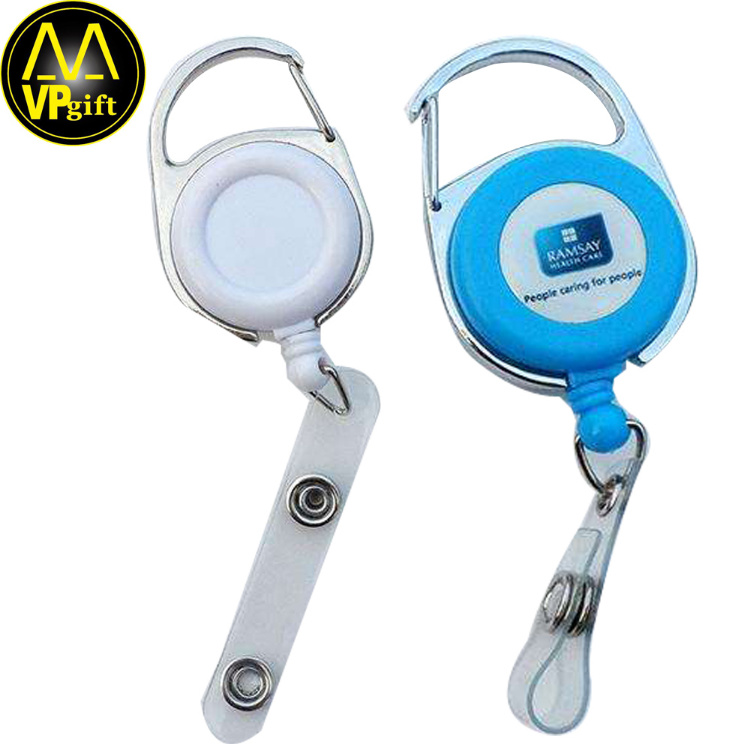 Custom Wholesale Retractable Resin PVC and Metal Key Badge Clip Reel