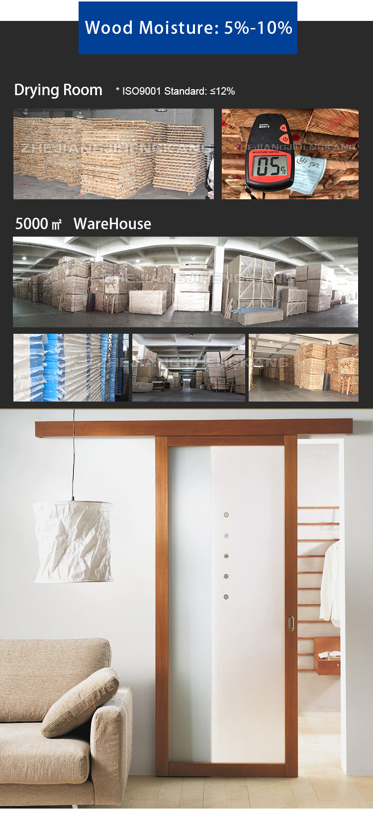 Internal Solid Wood Soundproof Accordion Door