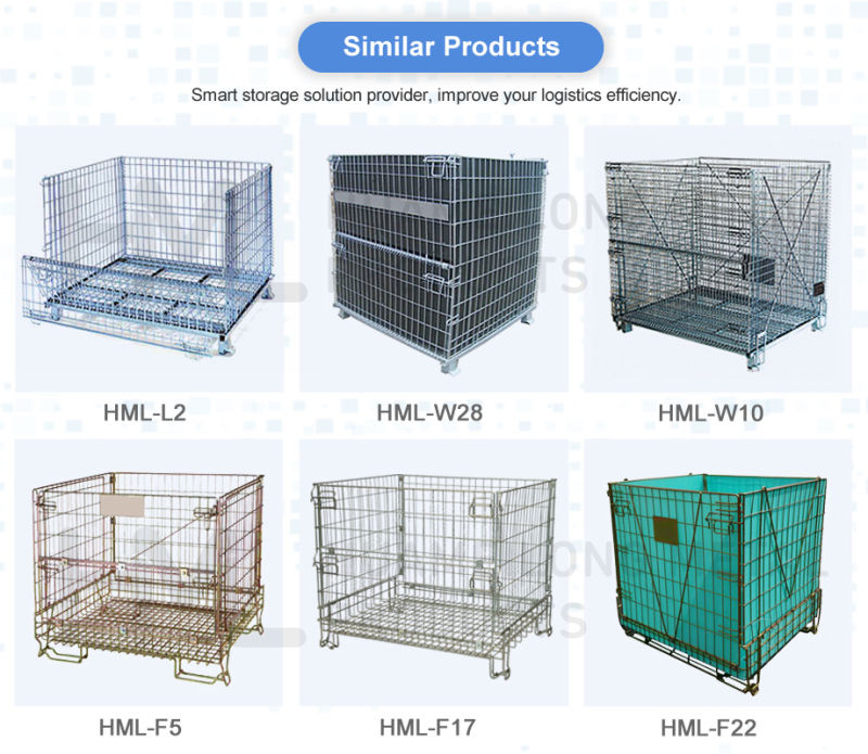 Front Door Bulk Warehouse Welded Steel Wire Mesh Pallet Basket Container