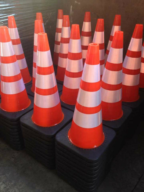 Red & Orange Retractable Traffic Safety PVC Cone for Road Sign