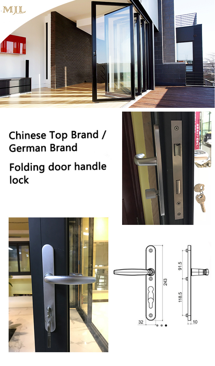 Double Glazing Aluminium Accordion Folding Door / Economic Folding Door Price