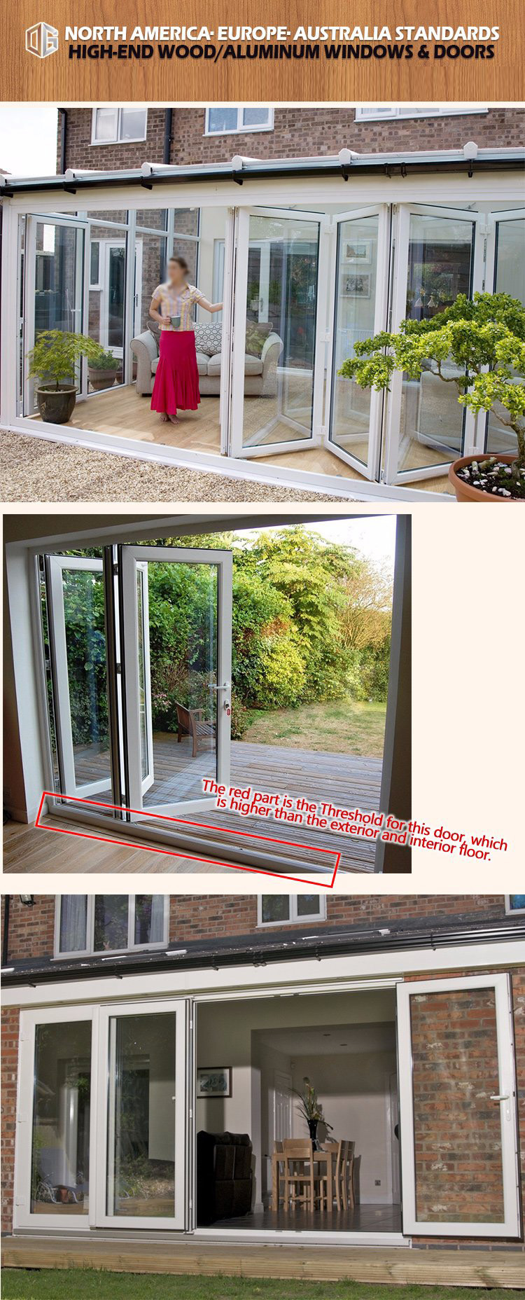 Good Quality Accordion Glass Door Bi-Folding