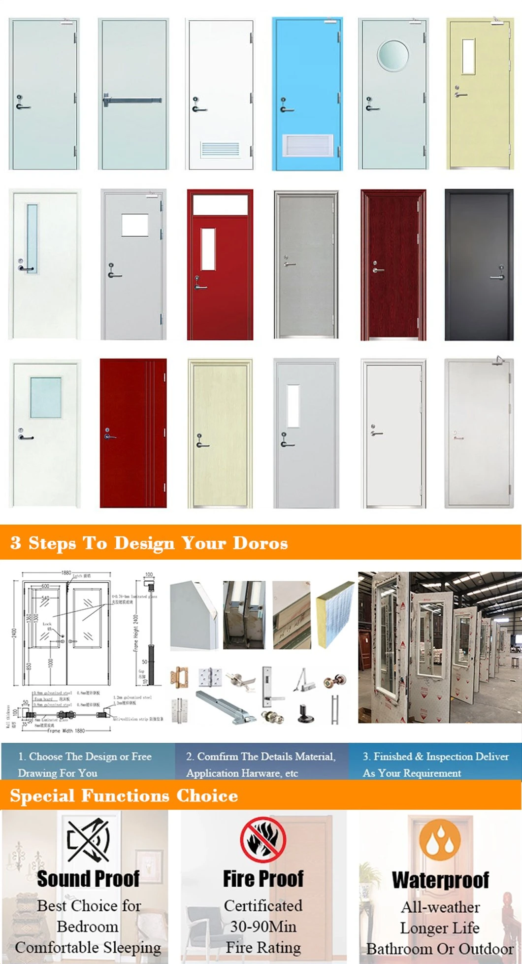 Composite Door Rolling Door Wooden Door Glass Sliding Door Steel Door